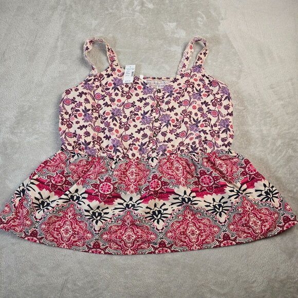 Maurices Tops - Maurices Sleeveless Blouse Womens Large Pink Purple Boho Top Summer Peplum